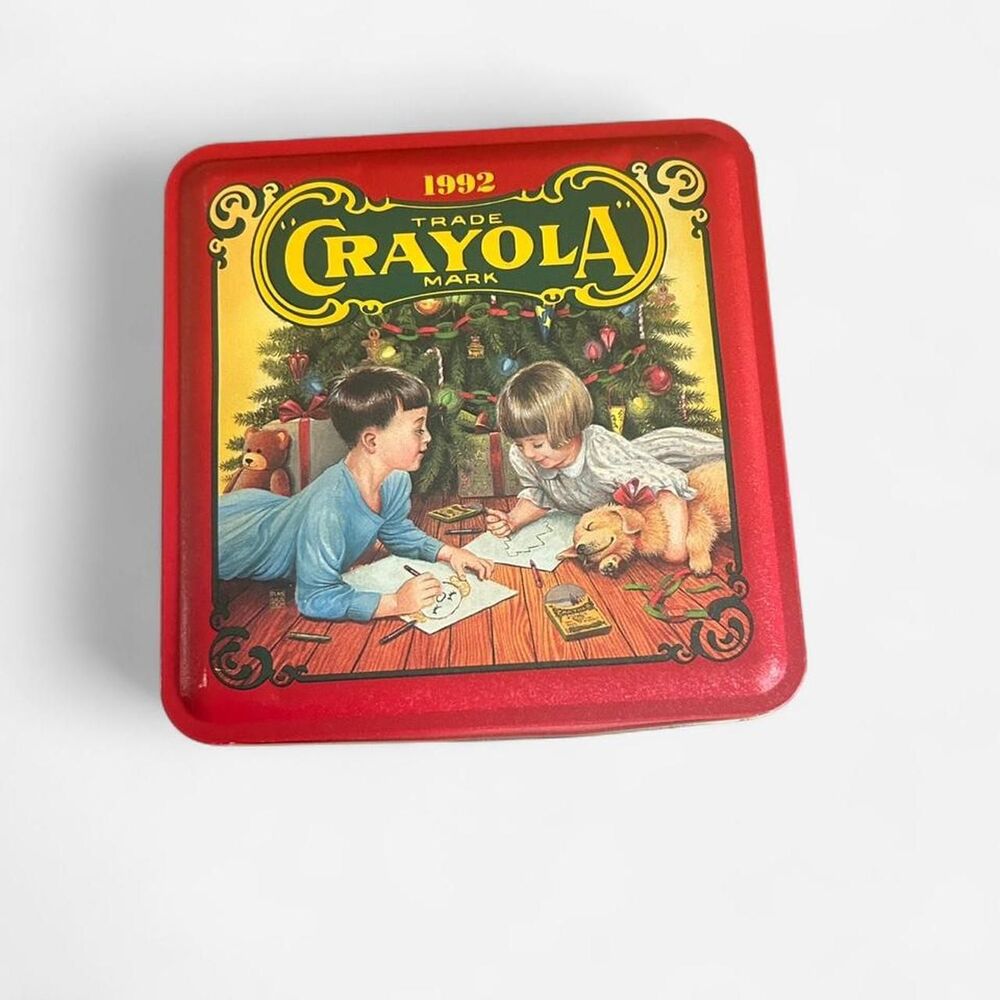 Collectible 1992 Crayola Christmas Square Tin